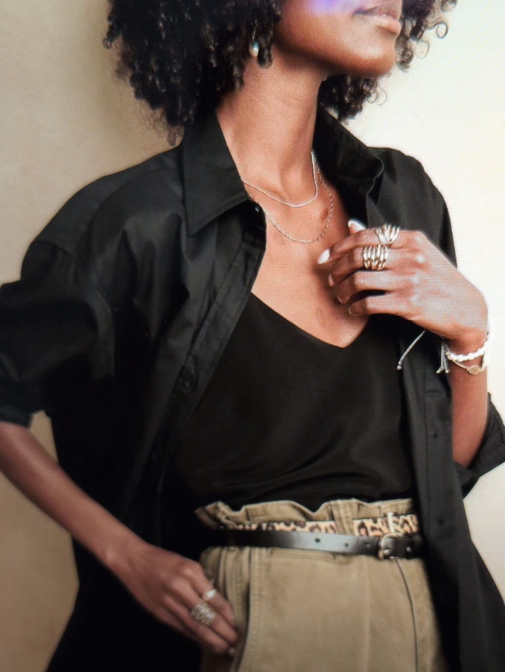 Banana Republic Black Oversized Tunic Button Front Shirt